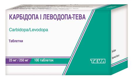 Карбідопа і Леводопа Тева таблетки 25 мг/250 мг 100 шт loading=