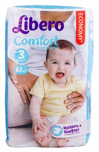 Libero Comfort 3 Підгузки дитячі 4-9 кг 68 шт