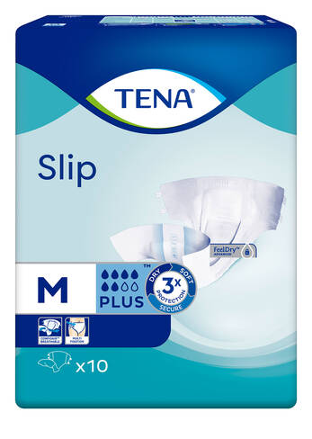 Tena Slip Plus Підгузки для дорослих дихаючі розмір М 10 шт