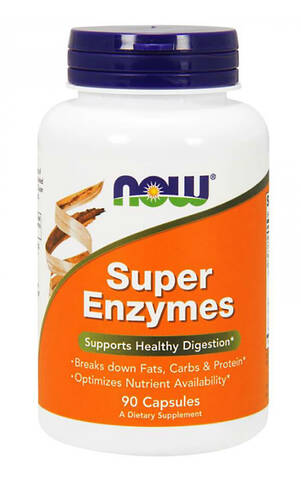 NOW Super Enzymes Збалансований комплекс ферментів і ензимів капсули 90 шт