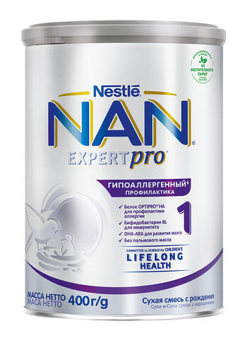 NAN Expertpro Гіпоалергенний 1 Суха дитяча молочна суміш з народження 400 г 1 банка