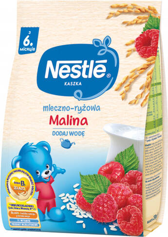 Nestle Каша молочно-рисова з малиною та біфідобактеріями з 6 місяців 230 г 1 пакет
