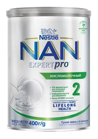 NAN Expertpro Кисломолочний 2 Суха дитяча молочна суміш з 6 місяців 400 г 1 банка
