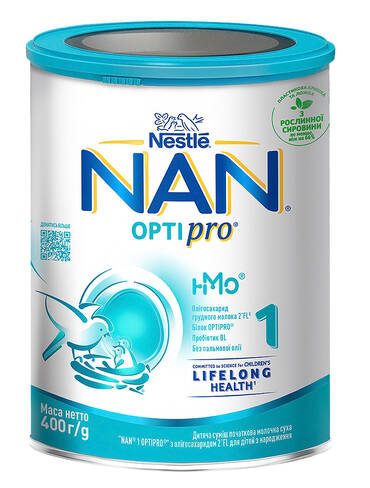 NAN 1 Optipro Суха дитяча молочна суміш для новонароджених 400 г 1 банка