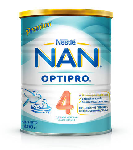 NAN 4 Optipro Суха молочна суміш для дітей від 18 місяців 400 г 1 банка