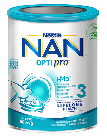 NAN 3 Optipro Суха дитяча молочна суміш від 12 місяців 800 г 1 банка