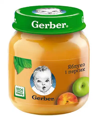 Gerber Пюре Яблуко і персик з 6 місяців 130 г 1 банка