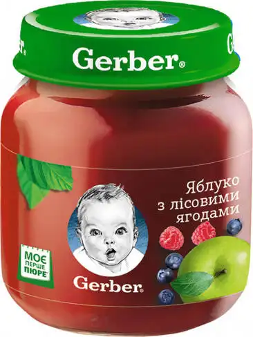 Gerber Пюре Яблуко з лісовими ягодами з 6 місяців 130 г 1 банка