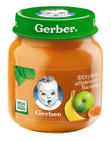 Gerber Пюре Яблуко, абрикос, банан з 6 місяців 130 г 1 банка