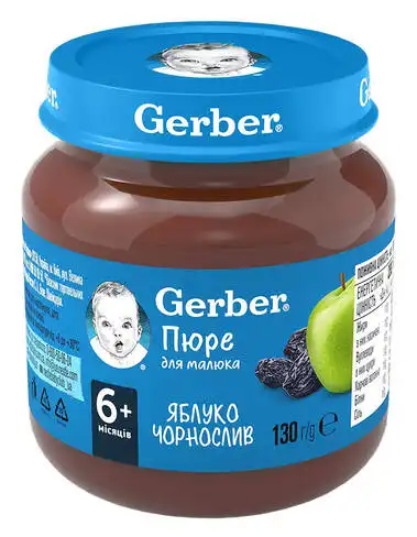 Gerber Пюре Яблуко і чорнослив з 6 місяців 130 г 1 банка