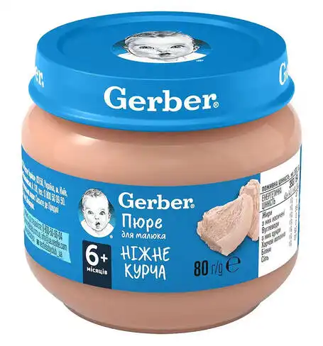 Gerber Пюре Ніжне курча з 6 місяців 80 г 1 банка