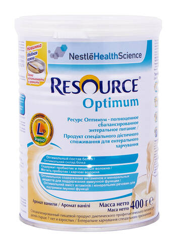 Nestle Ресурс Оптімум Суха суміш з ароматом ванілі від 7 років 400 г 1 банка