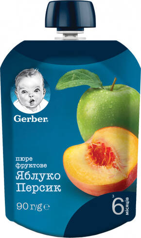 Gerber Пюре Яблуко та персик з 6 місяців 90 г 1 пауч