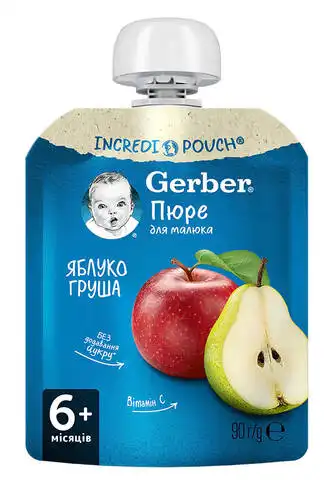 Gerber Пюре Яблуко та груша з 6 місяців 90 г 1 пауч