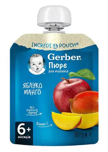 Gerber Пюре Яблуко та манго з 6 місяців 90 г 1 пауч