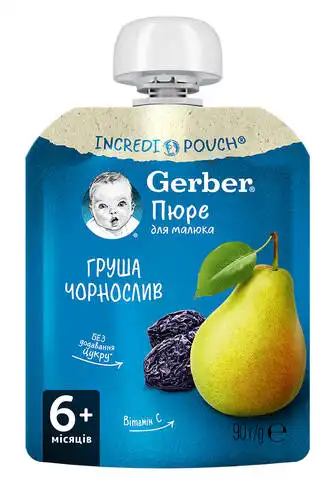 Gerber Пюре Груша та чорнослив з 6 місяців 90 г 1 пауч