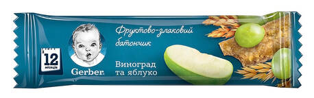 Gerber Батончик фруктово-злаковий Виноград та яблуко з 12 місяців 25 г loading=