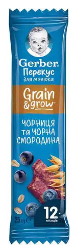 Gerber Батончик фруктово-злаковий Чорниця та чорна смородина з 12 місяців 25 г