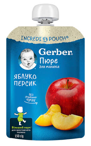 Gerber Пюре Яблуко-персик з 5 місяців 150 г 1 пауч