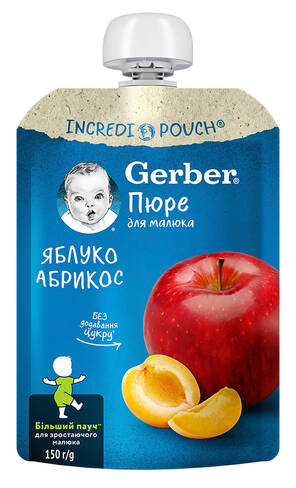 Gerber Пюре Яблуко-абрикос з 6 місяців 150 г 1 пауч