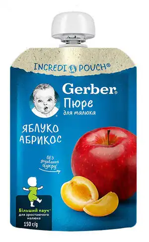 Gerber Пюре Яблуко-абрикос з 6 місяців 150 г 1 пауч