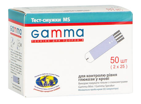 Gamma MSТест-смужки для контролю рівня глюкози у крові 50 шт