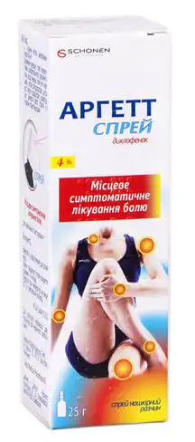 Аргетт Спрей розчин нашкірний 4 % 25 г 1 флакон