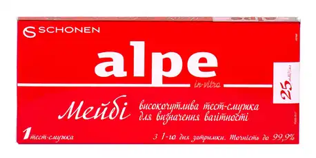 Alpe Тест-смужка in-vitro Maybe для визначення вагітності високочутлива 25 мМО/мл 1 шт