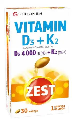 Zest Вітамін D3 4000 MO + Вітамін K2 капсули 30 шт