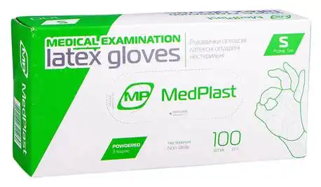 Medplast Рукавички оглядові латексні припудрені нестерильні S 1 пара