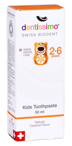 Dentissimo Зубна паста з смаком натуральної карамелі для дітей 2-6 років 50 мл 1 туба