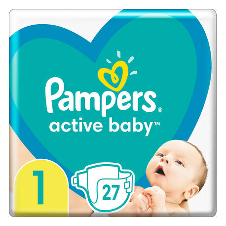 Pampers New Baby-Dry 1 Newborn Підгузки дитячі 2-5 кг 27 шт