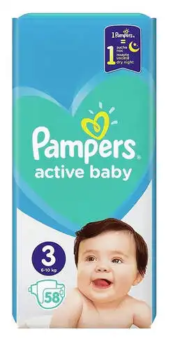 Pampers Active Baby-Dry 3 Midi Підгузки дитячі 6-10 кг 58 шт