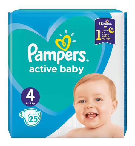 Pampers Active Baby-Dry 4 Maxi Підгузки дитячі 9-14 кг 25 шт