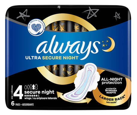 Always Ultra Прокладки гігієнічні Нічні екстра Захист 6 шт
