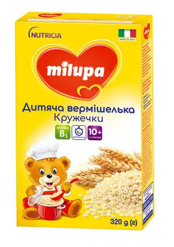 Milupa Вермішелька дитяча Кружечки для дітей від 10 місяців 320 г 1 коробка
