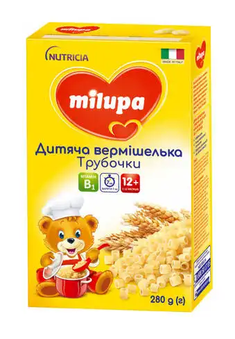 Milupa Вермішелька дитяча Трубочки для дітей від 12 місяців 280 г 1 коробка