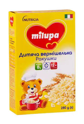 Milupa Вермішелька дитяча Ракушки для дітей від 12 місяців 280 г 1 коробка