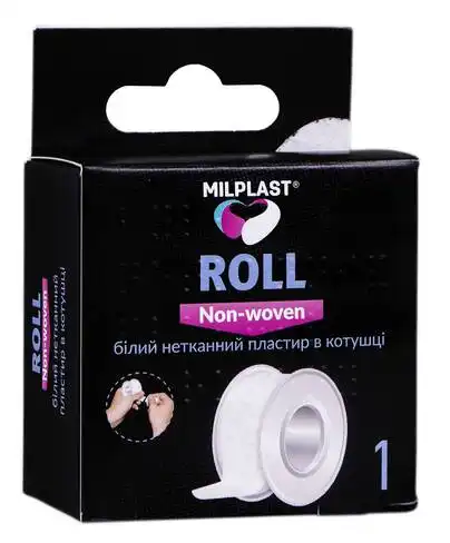 Milplast Пластир білий нетканний в котушці 5 м х 2,5 см 1 шт