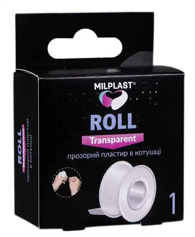 Milplast Пластир прозорий в котушці 5 м х 2,5 см 1 шт