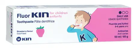 Kin Fluor Infantil Зубна паста проти карієсу для дітей до 6 років зі смаком полуниці 50 мл 1 туба