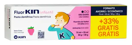 Kin Fluor Infantil Зубна паста проти карієсу для дітей до 6 років зі смаком полуниці 100 мл 1 туба