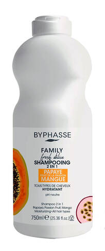Byphasse Family Fresh Delice Шампунь для всіх типів волосся з папаєю, маракуєю, манго 750 мл 1 флакон