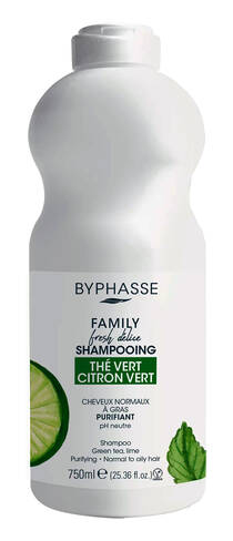 Byphasse Family Fresh Delice Шампунь для нормального та жирного волосся з лаймом і зеленим чаєм 750 мл 1 флакон