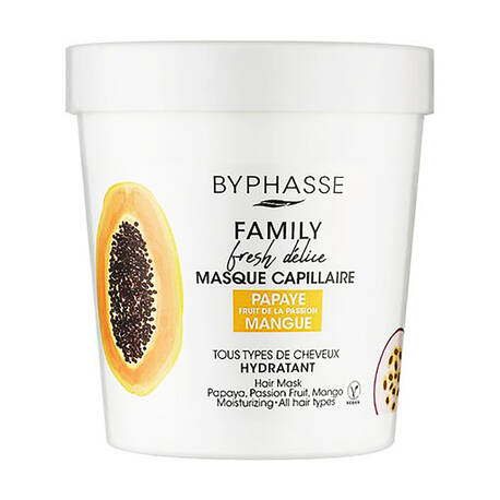 Byphasse Family Fresh Delice Маска для всіх типів волосся з папаєю, маракуєю та манго 250 мл 1 банка loading=