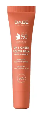 Babe Laboratorios Sun Protection Бальзам-тінт для губ та щік Nude із гіалуроновою кислотою та пептидами SPF50 20 мл 1 туба