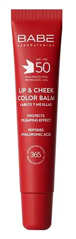 Babe Laboratorios Sun Protection Бальзам-тінт для губ та щік з гіалуроновою кислотою та пептидами SPF 50 Cherry 20 мл 1 туба
