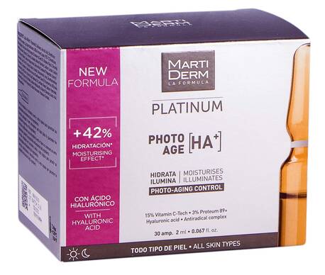 MartiDerm Platinum Фото-Ейдж На+ ампули контроль фотостаріння для всіх типів шкіри 2 мл 30 ампул