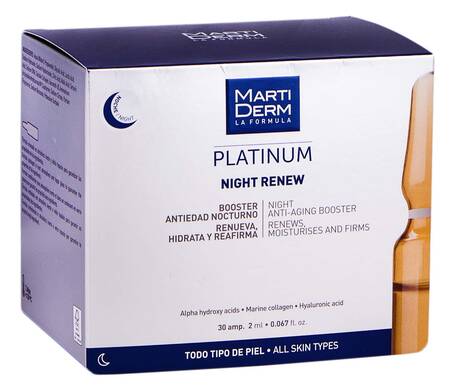 MartiDerm Platinum Найт Ренью ампули антивіковий засіб-бустер для нічного догляду для всіх типів шкіри 2 мл 30 ампул