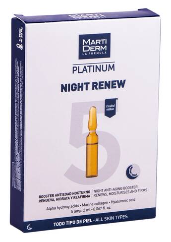 MartiDerm Platinum Найт Ренью ампули антивіковий засіб-бустер для нічного догляду для всіх типів шкіри 2 мл 5 мл